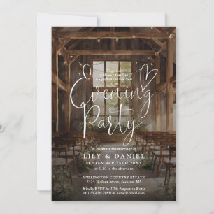 Invitation Lumières de Guirlande de Grange Rustique Mariage S