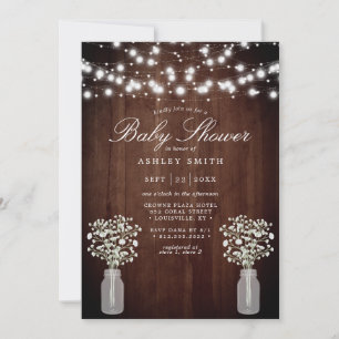 Invitation Lumières de Guirlande de Gypsophile Shower de Bébé