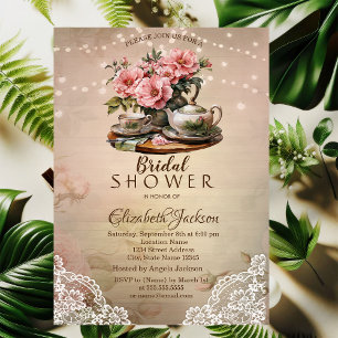 Invitation Lumières de guirlande en dentelle rustique Service