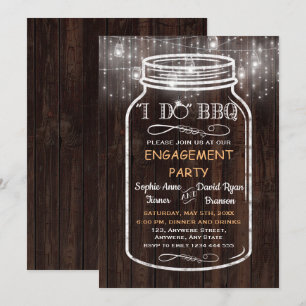 Invitation Lumières de jarre de maçon de mariage I DO BBQ boi