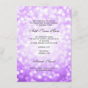 Invitation Lumières de la Parties scintillant violette Bat mi
