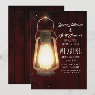 Invitation Lumières de Lanterne Rustiques Mariage de Grange e