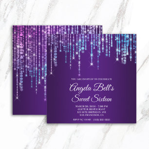 Invitation Lumières de Licorne Étincelantes Royal Violet Douz