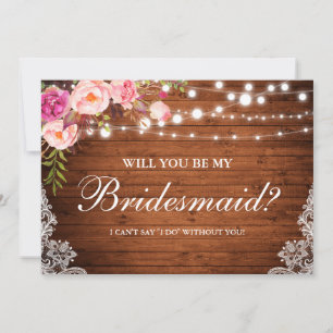 Invitation Lumières de mariage en bois rustique Broderie Flor