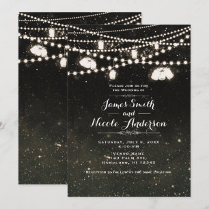 Invitation Lumières de mariage en pot Mason ciel nocturne rus