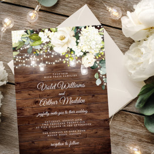 Invitation Lumières de mariage florales rustiques en guirland