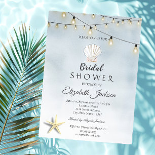 Invitation Lumières de mariage sur la plage Seastar Coquillag