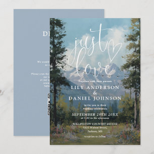 Invitation Lumières de montagne 'Just Love' avec code QR pour