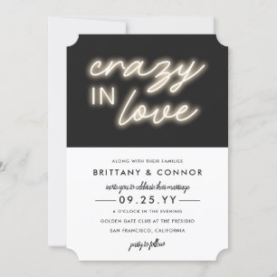 Invitation Lumières de Neon Fou en amour Mariage moderne