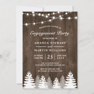 Invitation Lumières de Noël en forme d'arbre en pin rustique