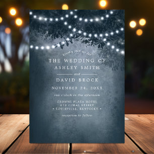 Invitation Lumières de Noël en forme d'arbres rustiques de la
