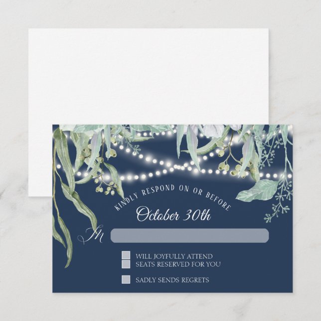 Invitation Lumières de Noël Eucalyptus de la Cave Moderne Rép (Devant / Derrière)