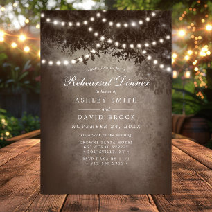 Invitation Lumières de Noël Marron Rustique pour la Répétitio