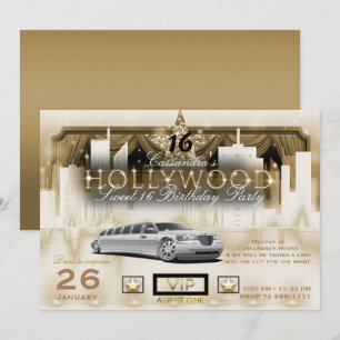 Invitation Lumières de nuit de la ville d'or blanc Limousine