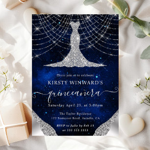 Invitation Lumières de Quinceanera en Robe de Diamant et en F