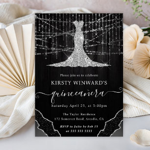 Invitation Lumières de Quinceanera en Robe de Diamant et en F