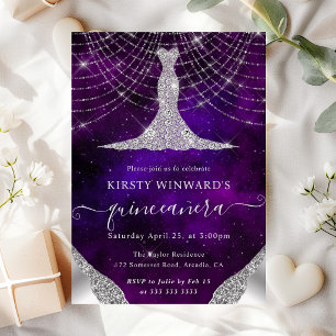 Invitation Lumières de Quinceanera Robe de Diamant et Fondue