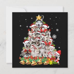 Invitation Lumières de sapin de Noël husky sibérien   chien N