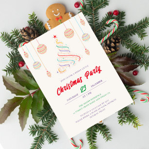 Invitation Lumières disco modernes arbre de Noël de fête