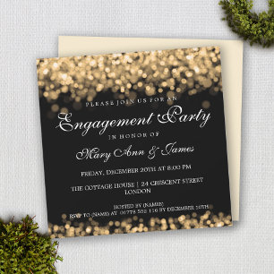Invitation Lumières d'or de la partie d'engagement mariage
