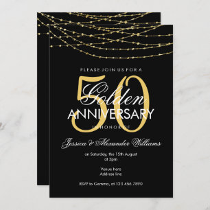 Invitation Lumières dorées 50e anniversaire de Mariage