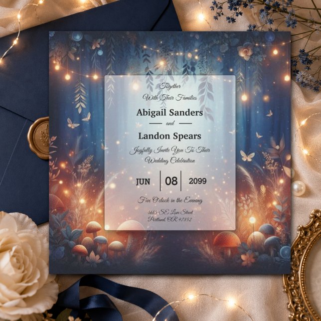 Invitation Lumières Féeriques et Mariage Magique en Forêt au  (Créateur téléchargé)