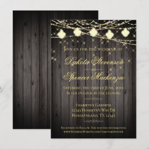 Invitation Lumières Fleur de Lis   Mariage rustique