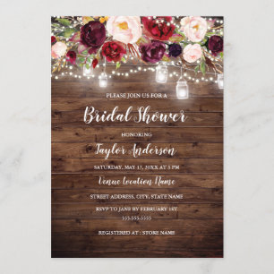 Invitation Lumières Florales Bourguignonnes en Bois Rustique