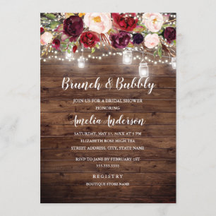 Invitation Lumières Florales Bourguignonnes Rustiques Brunch
