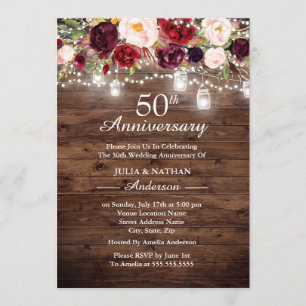 Invitation Lumières florales de Bourgogne rustique 50e annive