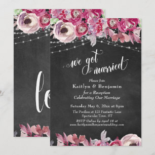 Invitation Lumières Florales sur Tableau Mariage Réception Un