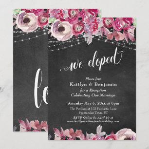 Invitation Lumières Florales sur Tableau Noir pour Réception