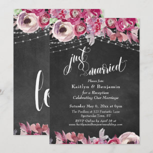 Invitation Lumières Florales sur Tableau Noir Réception de No