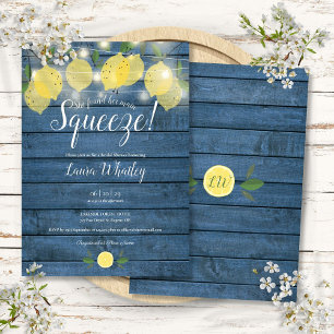 Invitation Lumières Guirlandes Bleu Bois Mariage