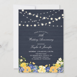 Invitation Lumières Guirlandes & Bois   50e Anniversaire de M