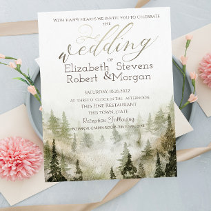 Invitation Lumières Guirlandes Vertes de Mariage en Forêt, Bo