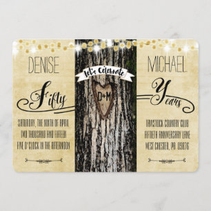 Invitation Lumières Romantiques & Arbre Rustique 50e Annivers