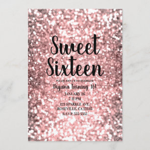 Invitation Lumières Rose Gold Pailletées Scintillantes Douces