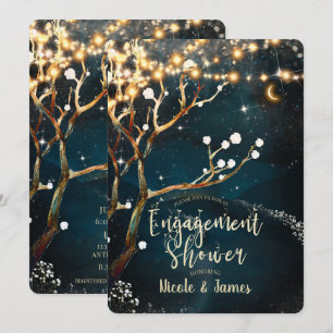 Invitation Lumières Rustique Arbre étoile Fiançailles de nuit