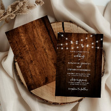 Lumières rustiques à fils et mariage en bois