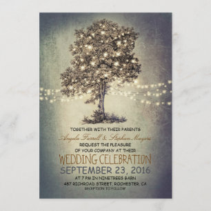 Invitation Lumières rustiques d'arbre et de ficelle épousant