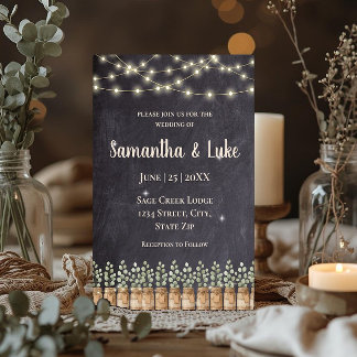 Invitation Lumières rustiques en forme de guirlande avec pot