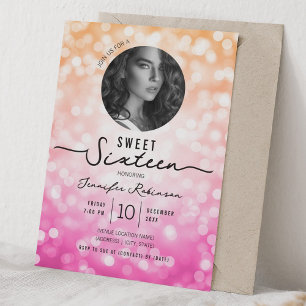 Invitation Lumières scintillantes élégantes Anniversaire 16 a
