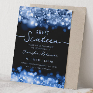 Invitation Lumières scintillantes élégantes Sweet Sixteen ble