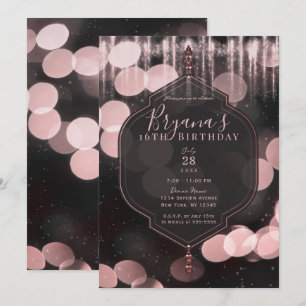 Invitation Lumières scintillantes rose noir mystiques nuit Sw