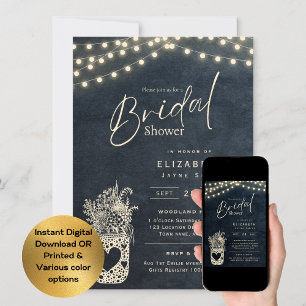 Invitation Lumières scintillantes Rustic Barn Woodland Mari