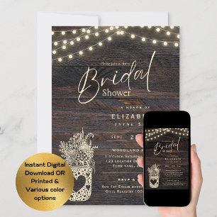 Invitation Lumières scintillantes   Rustic Barn Woodland Mari