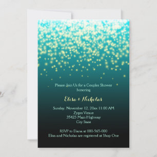 Invitation Lumières scintillantes turquoise, aqua mariage cou