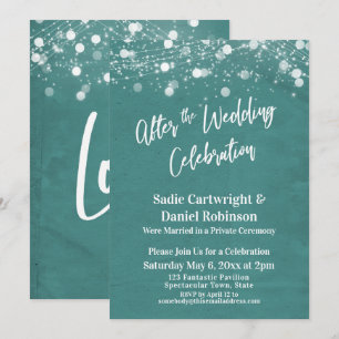 Invitation Lumières texturées après la fête Mariage Turquoise