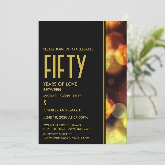 Invitation Lumières Twilight Bokeh, Anniversaire (Debout devant)